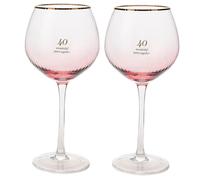 40th Anniversario Gin Vetro Set Rosa Cresta Occhiali Con Argento Parole