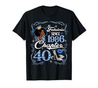 40th Birthday Black Queen Chapter 40 Fabulous Since 1986 Maglietta