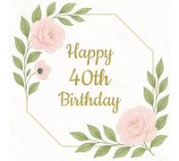 40th Birthday Guest Book: Pink and Gold Memory Party Keepsake with 75 Unique Questions and 50 Sign In Pages and Space for Pictures (8.5x8.5 inches, 108 pages) for Adults and Celebrations