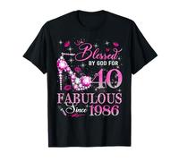 40th Birthday Queen Blessed by God 40 Fabulous Since 1986 Maglietta