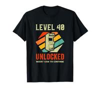 40th Birthday Retro Gamer Level 40 Unlocked Maglietta