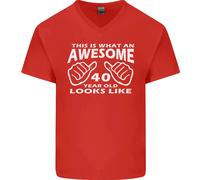 40th Compleanno 40 Anno Vecchio This Is What Uomo Scollo A V Cotone T-Shirt