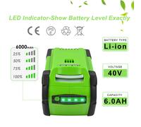 40V 6.0AH Batteria per GreenWorks G-MAX 40V Batteries 29462 29472 ST40B410 20292