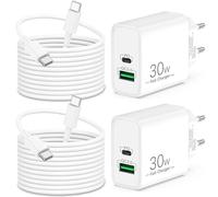 40W 2-Porto Caricatore per iPhone 16/16e/15 Pro Max/Plus, Caricabatterie per iPad Pro/Air, iPad 10/11 Generazione, Accessori (USBC 30W, USB A 10W) Carica Batteria Rapido + Originale Tipo C Cavo 3M