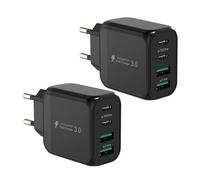 40W Caricatore USB C, Gcstnn 2 Pezzi 4 Porto Rapido Multipla 2USB C& 2USB A Caricabatterie, Spina per iPhone 15 Pro Max/14/13/12/11 Plus, iPad Pro Air, Samsung S24 Ultra Muro Carica Alimentatore Presa