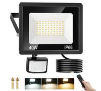 40W Faretto LED da Esterno con Sensore Movimento, 4500LM Faretti LED Esterno Regolabile Caldo Neutro Freddo, IP66 Impermeabile, Super Luminosa Proiettore con Telecomando Per Giardino, Cortile, Garage