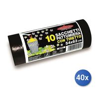 40x Bundle Sacchi Immondizia 54X63 Maniglie Peterp. Nero 10 Pezzi