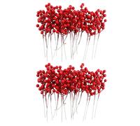 40x Gambi di Bacche Rosse di Natale Artificiali Da 8 Pollici per Ornamenti 3830