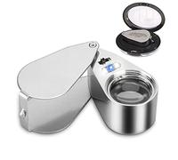 40x Lente d'ingrandimento ad anello in metallo illuminata gioiellieri, lente d'ingrandimento con luce e tasca, gioielli portatili Loop per l'identificazione di gioielli, rilevamento valuta, collezione