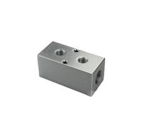 40x40mm G1/2" In G1/4" Out 2 Way Pneumatic Air Solid Aluminum Manifold Block Splitter