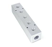 40x40mm G1/2" In G1/4" Out 5 Way Pneumatic Air Solid Aluminum Manifold Block Splitter