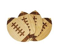 40YARDS Sottobicchieri da football americano in bambù (4 pezzi) con cuciture tattili (incise) - Perfetti per bicchieri e tazze - Ottimi come decorazione e regalo