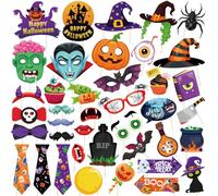 41 Pezzi Accessori Foto Halloween,Halloween Props Photobooth per Festa | Set da 41 pezzi con accessori foto Halloween per photobooth, feste e divertenti foto di gruppo