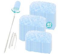 41 pezzi compatibili con il magnete della polvere Swiffer, ricarica a 360° per Swiffer Duster per peli di animali, polvere, sporco, non profumati (40 panni blu + 1 manico telescopico)