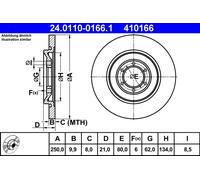 COPPIA DISCHI FRENO POST ATE ALFA ROMEO ALFETTA 1.6 79KW 75>84 24011001661