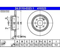 ATE Dischi Freno 24.0110-0323.1 Freni a Disco,Dischi Dei Freni OPEL,FIAT,ABARTH,Corsa E Hatchback (X15),Adam (M13),Corsa E Van (X15),PUNTO (188)