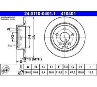 Disco freno ATE 24.0110-0401.1 posteriore, pieno, altamente carbonizzato, 1 Pezzo