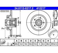 COPPIA DISCHI FRENO POST ATE RENAULT TRAFIC III 1.6 dCi 120 88KW 14> 24011202172