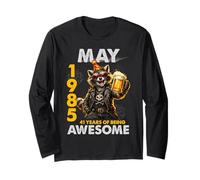 41st Birthday Raccoon Beer May 1985 Vintage 41 Years Old Maglia a Manica