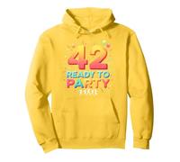 42 e Ready to Party Compleanno Celebrazione Felpa con Cappuccio, Unisex per Adulti, Limone, XL