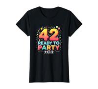42 e Ready to Party Compleanno Celebrazione Maglietta, Donna, Nero, 3XL