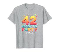 42 e Ready to Party Compleanno Celebrazione Maglietta, Uomo, Grigio Melange, 3XL