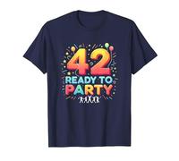 42 e Ready to Party Compleanno Celebrazione Maglietta, Uomo, Navy, XL