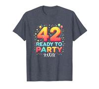 42 e Ready to Party Compleanno Celebrazione Maglietta, Uomo, Pervinca, 3XL