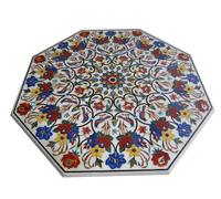 42 " Marmo Caffè Divano Table Top Inserto Pietra Dura Floreale Lavoro Arredo