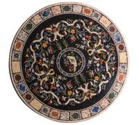 42 " Marmo Nero Table Top Inserto Pietra Dura Artigianato Arte Work Arredo Casa