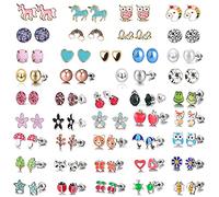 42 Paia Orecchini a Forma di Animale, Orecchini Colorati a Lobo in Acciaio Inox, per la Decorazione di Orecchini a Bottone, Indossare Accessori Coordinati