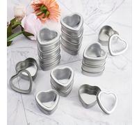 42 pezzi/6 set Barattoli a forma di cuore per candele - Con coperchi trasparenti, barattoli di latta vuoti per dolci, contenitori per bomboniere, conservazione di regali e tesori, creazione di candele