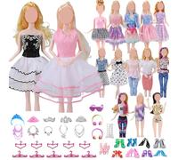 42 Pezzi Abbigliamento e Accessori Compatibile con Barbie Abbigliamento, Include 6 Abiti alla moda, 1 Giacca, 1 Costume da bagno per bambola da 11,5 Pollici durante le vacanze o il Natale