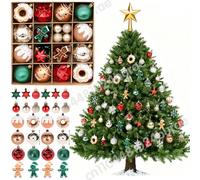 42 pezzi di ornamenti di palline di Natale palline di oro rosso verde palline di albero di Natale decorazione per il regalo di Capodanno del pendente della festa di Natale del 2025