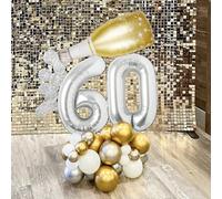 42 pezzi/Set Palloncini Decorativi per Festa di Compleanno da 32 Pollici con Numeri Argento "18 20 30 40 50 60", Palloncino Gigante a Forma di Bottiglia di Champagne e Birra, Palloncini in Lattice Bia