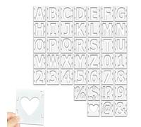 42 Pezzi Stencil Lettere e Numeri Piccoli 7.6cm3inch Stencils Alfabeto Normografo Letter Stencils Riutilizzabili Modelli di Alfabeto Kit di Stencil ad Incastro per Fai Da Te Scrapbooking Pittura