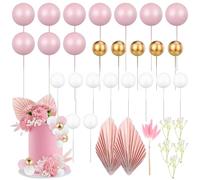 42 Pezzi Topper per Torta Rosa Set,Palline Decorazioni per Torta Compleanno,per Bambini,Compleanno,Matrimonio,Baby Shower Valentine’s Day