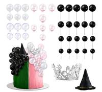 42 pezzi toppers per cupcake di compleanno streghe HSYWSH-decorazione per torte strega, cappello da strega decorazione torta di compleanno Decorazioni per Torte di Compleanno a Tema (Rosa nero)