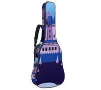 42 Pollice Chitarra Acustica Borsa con Antiurto Spessa Imbottito Zaino per Chitarra Basso Folk Classica Castello Paesaggio