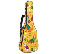 42 Pollici Chitarra Acustica Borsa con Antiurto Spessa Imbottito Zaino Chitarra Suit per Basso Folk Chitarra Classica Cane Cute Ball Bone Paw Stampa