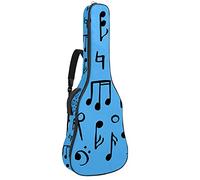 42 Pollici Chitarra Acustica Borsa con Antiurto Spessa Imbottito Zaino per Chitarra Basso Folk Classica Note Musicali Blu Pattern