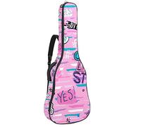 42 Pollici Chitarra Acustica Borsa con Antiurto Spessa Imbottito Zaino per Chitarra Basso Folk Classica Chitarra Rosa Parole Modello