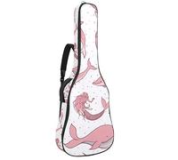 42 Pollici Chitarra Borsa Impermeabile Doppia Tracolla Regolabile Chitarra Acustica Caso Gig Bag Imbottitura Zaino con Tasca Rosa Mare Delfini Balene Sirena