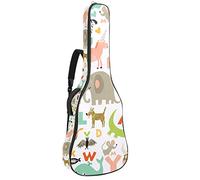42 Pollici Chitarra Borsa Impermeabile Doppia Tracolla Regolabile Chitarra Acustica Caso Gig Bag Imbottitura Zaino con Tasca Carino Bambini Animali Selvatici Alfabeti Modello