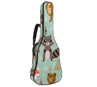 42 Pollici Chitarra Borsa Impermeabile Doppia Tracolla Regolabile Chitarra Acustica Caso Gig Bag Imbottitura Zaino con Tasca Etnica Freccia Foresta Animale Raccon Volpe