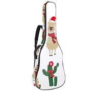 42 Pollici Chitarra Borsa Impermeabile Doppia Tracolla Regolabile Chitarra Acustica Custodia Gig Bag Imbottitura Zaino con Tasca Carino Animale Alpaca Con Cactus