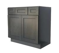 42 Pollici Shaker Vanity Bagno Tradizionale Porta Armadio Cassetto Singolo Lavabo Base Bagno Rubinetto Da Parete Vessel Vanities Cucina Grigio Scuro Legno di Betulla Legno duro 106,7 cm L x 53,3 cm P