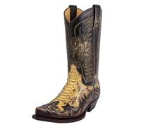 (42)Python Western Boot Colorblock Embroidery Men Boots Fashion Modern Shoes