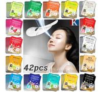 42 PZ Fogli Maschera Viso Essenza Coreana Set Strisce Naso Maschera Viso Idra...
