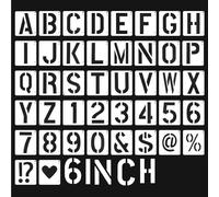 42 stencil con lettere grandi, stencil per lettere, alfabeto e numeri, riutilizzabili, 15,2 x 16 cm, set di stencil per legno, pareti e cartelli
